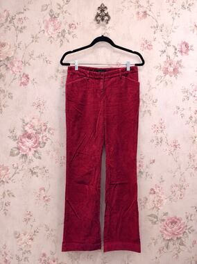 The Limited Womens 2R Berry Red Corduroy Pants Stretch Cotton Straight Leg